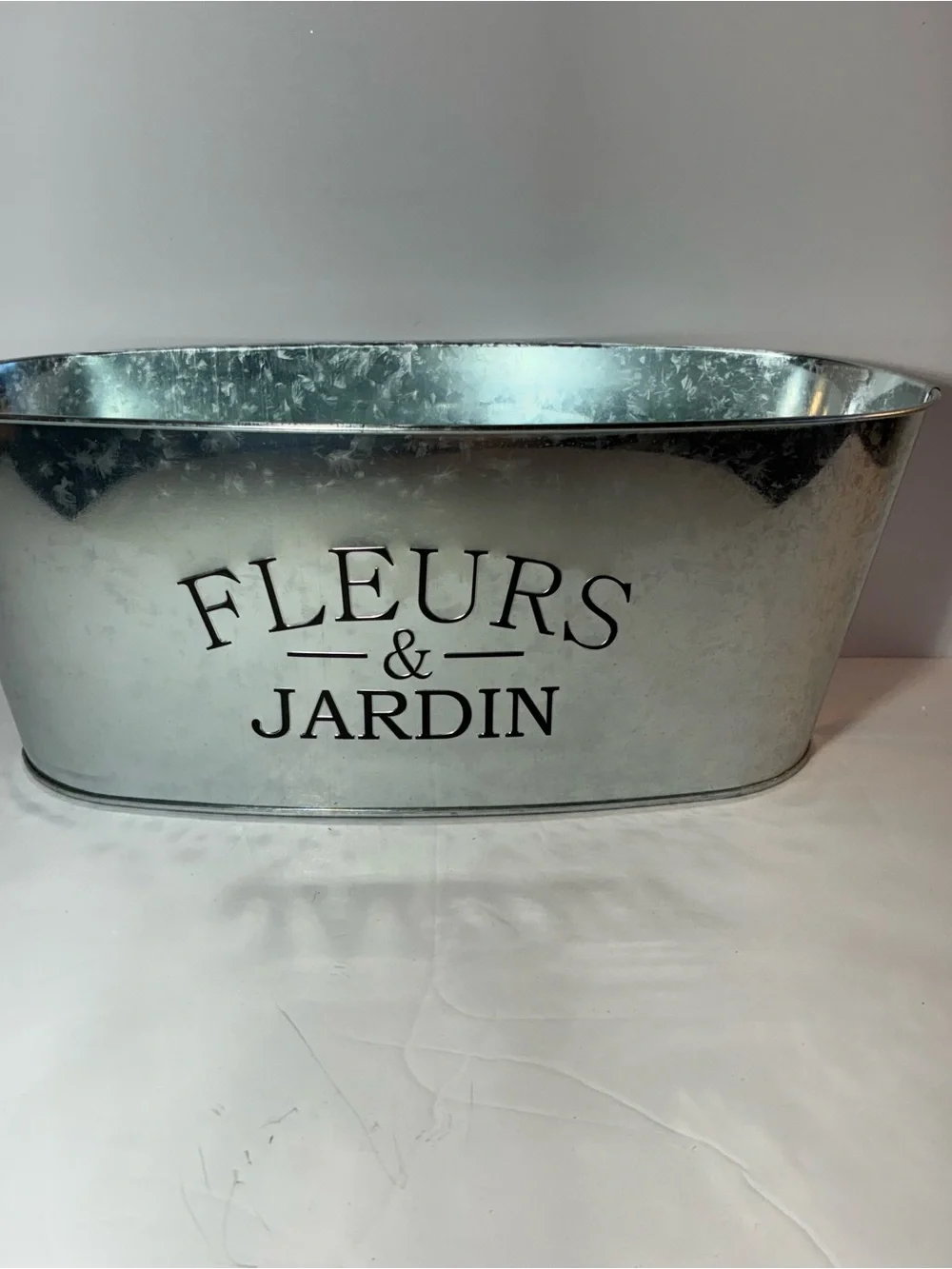 NWT Set of 2 Fleurs & Jardin Galvanized Metal Planters French Farmhouse Herb Gar